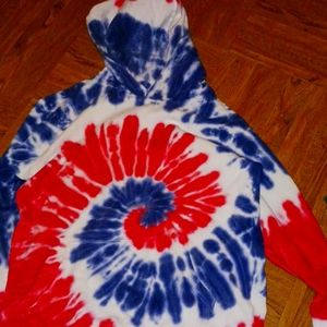 Red white and blue tiedye hoodie XL